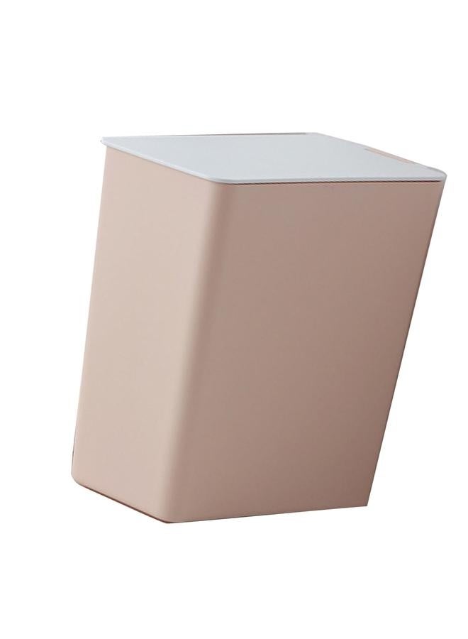 NIBEMINENT Mini Trash Can Desktop Countertop Garbage Bin Plastic Kitchen Waste Basket with Lid Light Pink  - Image 2