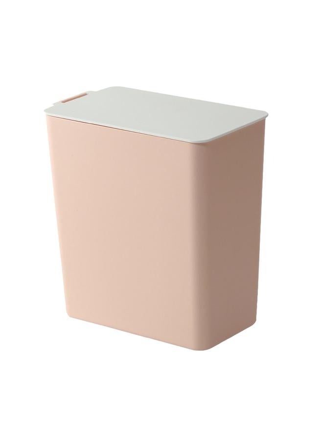 NIBEMINENT Mini Trash Can Desktop Countertop Garbage Bin Plastic Kitchen Waste Basket with Lid Light Pink  - Image 1