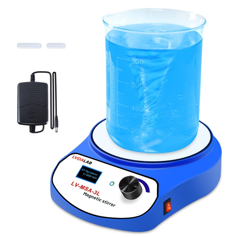 LVDALAB 2200RPM LCD Digital Magnetic Stirrer with 2 Stir Bars 3000ml Stainless Steel Magnetic Mixer Lab Stirrers Mini Magnetic Stir Plate - Image 2