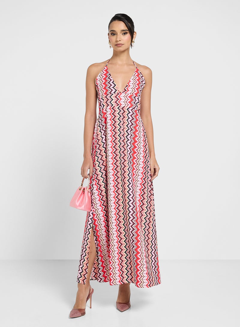 ELLA Zigzag Halter Dress - Image 1