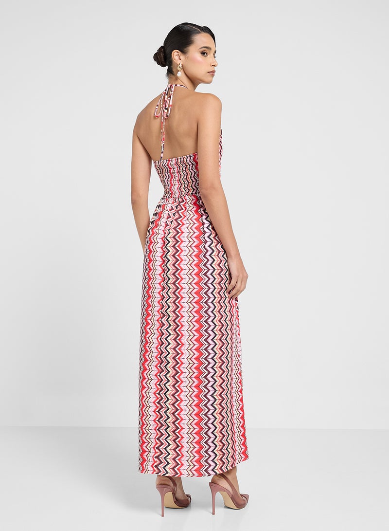ELLA Zigzag Halter Dress - Image 2