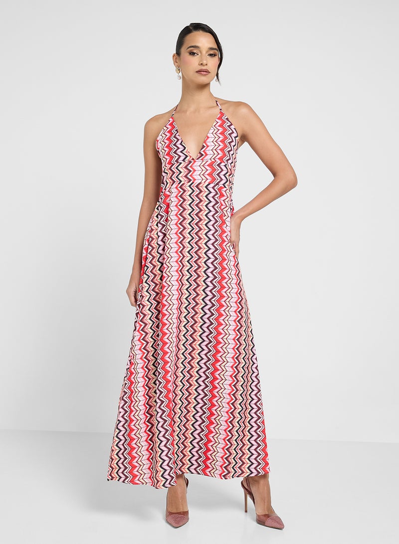 ELLA Zigzag Halter Dress - Image 4