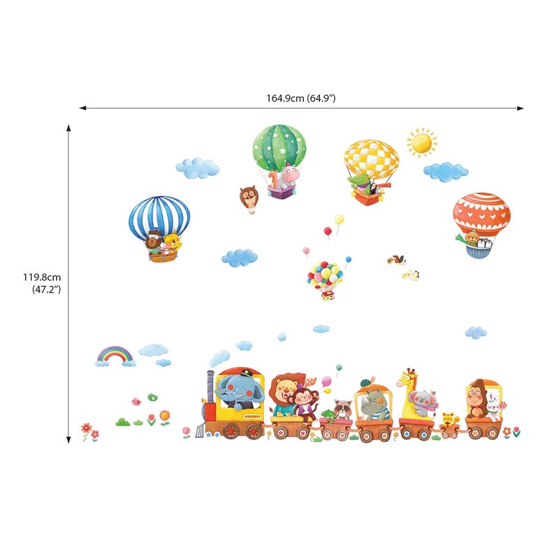 DECOWALL DA4-1406 Animal Train and Hot Air Balloons Kids Wall Stickers Wall Decals Peel and Stick Removable Wall Stickers for Kids Nursery Bedroom Living Room dÃ©cor - Image 4