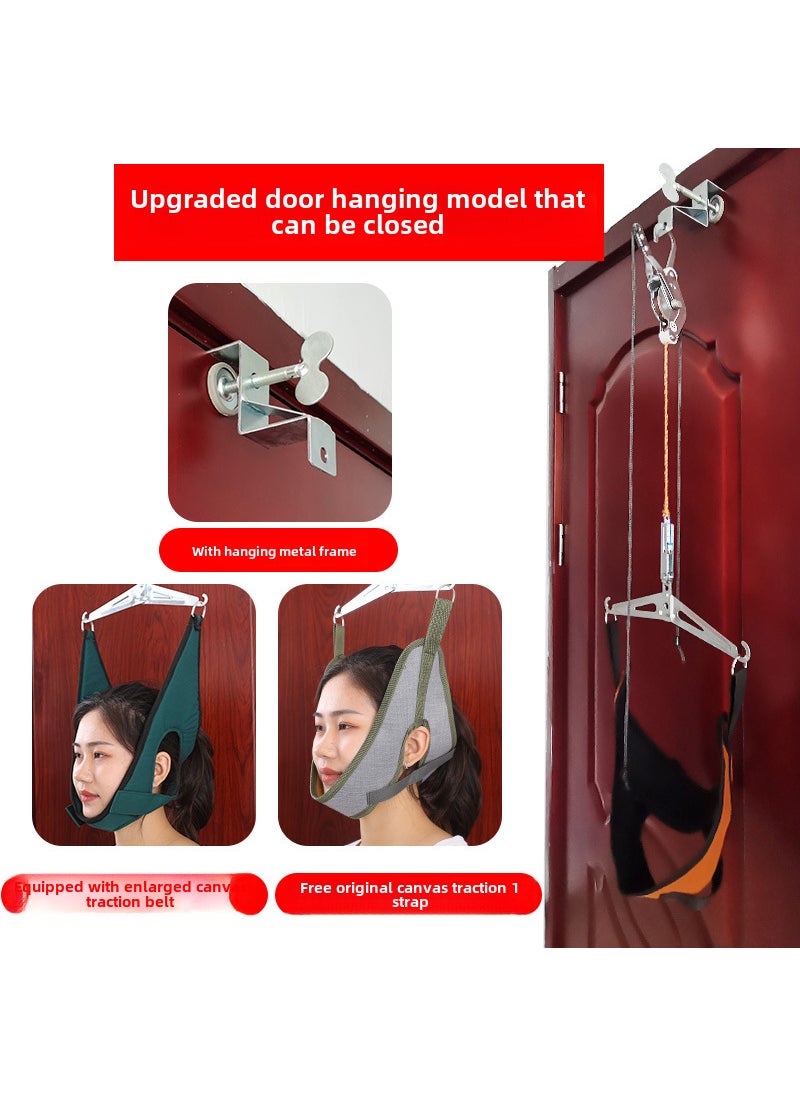 Generic - Home Cervical Traction Device Neck Pain TherapyHook type cervical traction frame, dark green traction belt, door suspension Hook type cervical traction frame, dark green traction belt, door suspension - Image 1