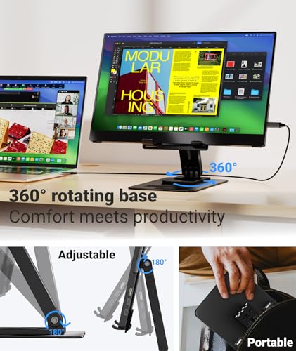 Ingnok Portable Monitor, Ultra Slim 15.6 Inch FHD IPS Laptop Screen Extender with Adjustable Stand, USB C Compatible, Ideal for Travel and Office - Image 4