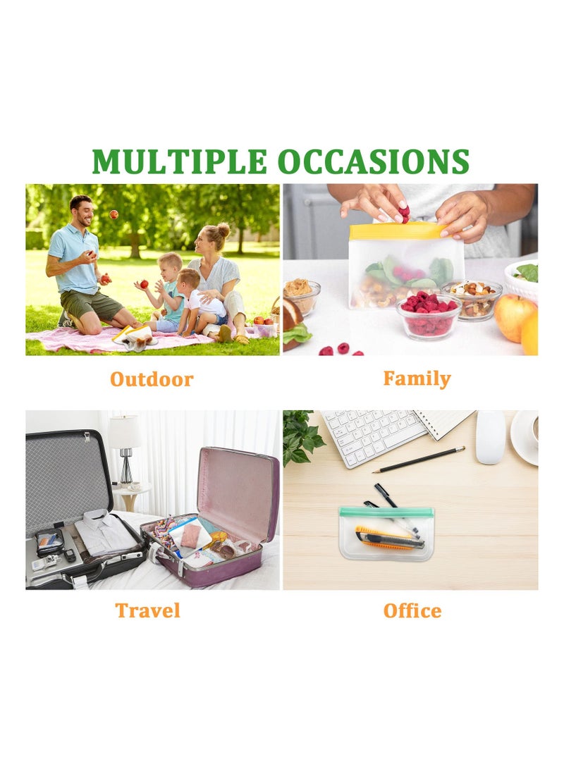 10 Pcs Reusable Food Storage Bags Leakproof Silicone BPA Free Snack for Home Kids School Lunch Marinate Travel Salad Fruit and Picnic