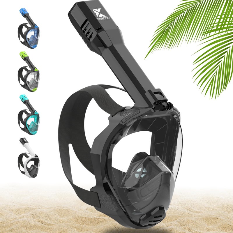 Khroom Full Face Snorkel Mask for Adults | New Valve Tech for Easy Breathing | 3X Larger Air Intake | Leak-Proof & Anti-Fog | Premium Snorkel Gear | Scuba Mask with Action Cam Mount (L/XL, Black) - Image 1