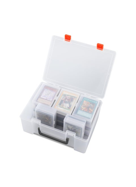 Trading Card Storage Box, Playing Card Case Holder Organizer for 800+ Pokemon, MTG, Yugioh, TCG Cards, Clear Plastic Card Case with 11 Individual Starter Deck Box
