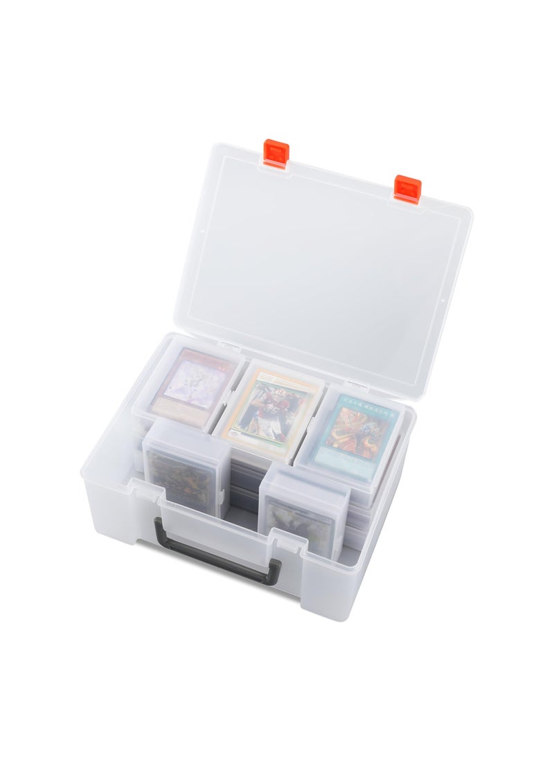 KASTWAVE - Trading Card Storage Box, Playing Card Case Holder Organizer for 800+ Pokemon, MTG, Yugioh, TCG Cards, Clear Plastic Card Case with 11 Individual Starter Deck Box - Image 1