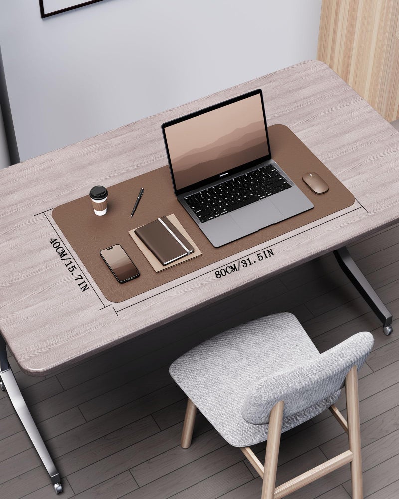 YSAGi Double-Sided Desk Pad, 31.5"x15.7"Leather Desk Mat, Eco Cork Desk Pad Protector,Large Mouse Pad,Waterproof Desk Blotter for Office/Home(Coffee) - Image 2