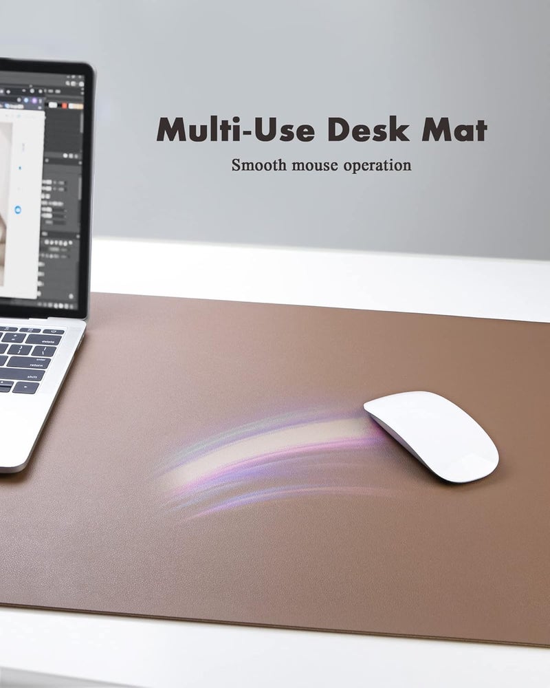 YSAGi Double-Sided Desk Pad, 31.5"x15.7"Leather Desk Mat, Eco Cork Desk Pad Protector,Large Mouse Pad,Waterproof Desk Blotter for Office/Home(Coffee) - Image 5