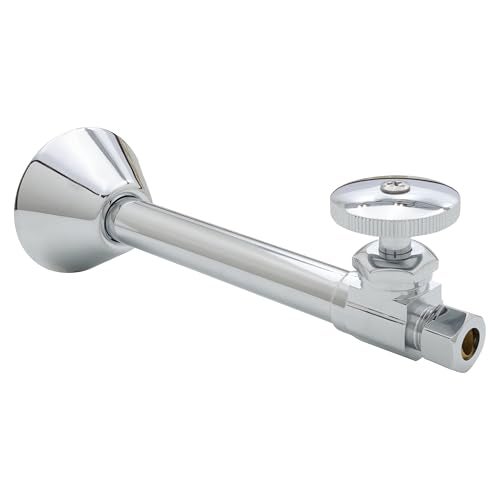 Westbrass D1114-26 D1114 Round Handle Straight Stop 1/2" Copper Sweat x 3/8" OD Comppression Outlet, Polished Chrome - Image 1