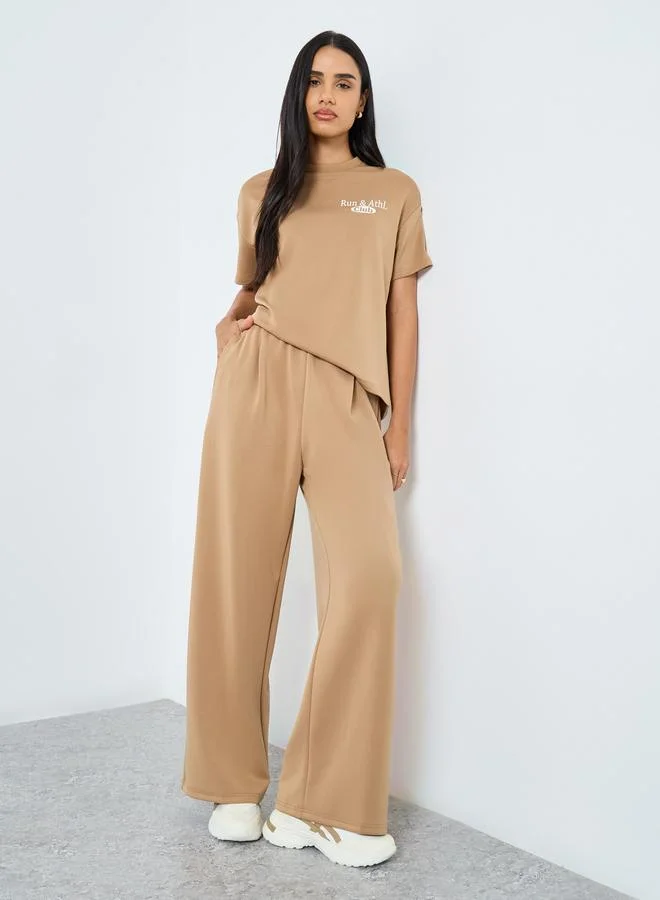 Styli Styli Solid Mid Rise Wide Leg Pants