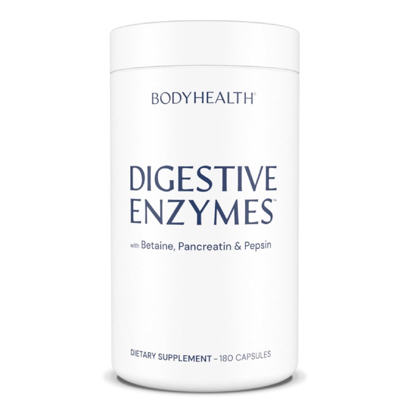 BodyHealth Digestive Enzymes Full Spectrum Digestive Support 180 caps Betaine Pepsin Pancreatin BPP Loaded with Enzymes and Probiotics Relief for Stomach Bloating Heartburn Gas Constipation
