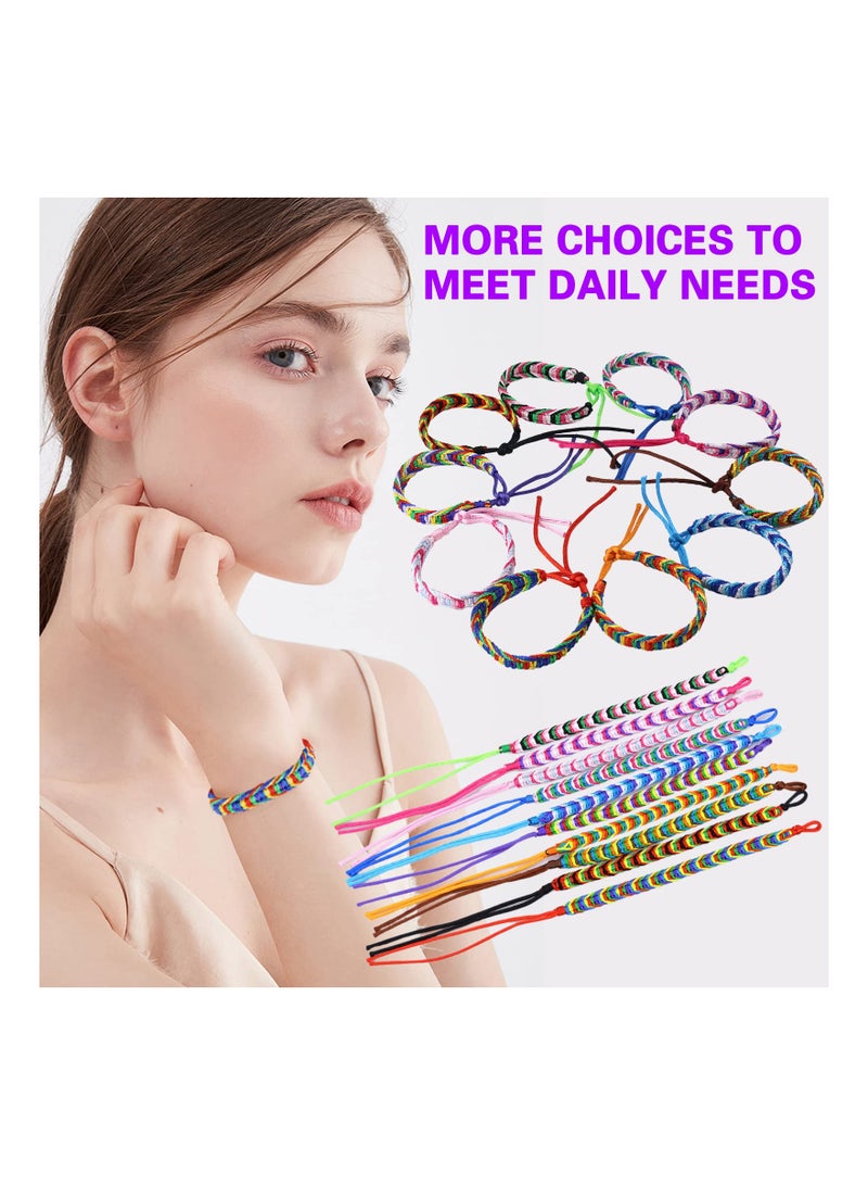 KASTWAVE 10 Pcs Woven Friendship Bracelets Adjustable Braided Bracelets Handmade Colorful Adjustable String Bracelets for Women Girls Kids - Image 2