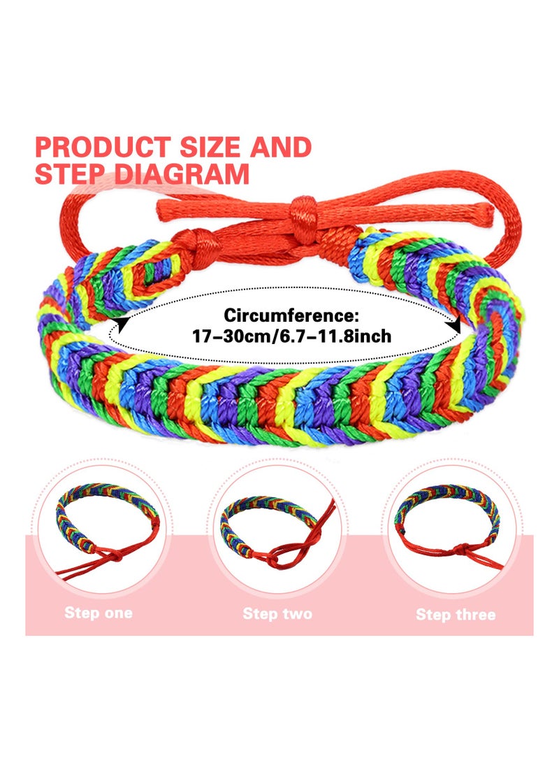 KASTWAVE 10 Pcs Woven Friendship Bracelets Adjustable Braided Bracelets Handmade Colorful Adjustable String Bracelets for Women Girls Kids - Image 5