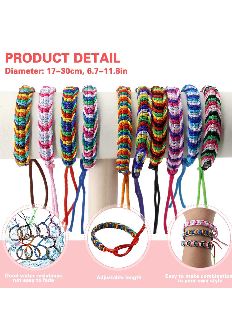 KASTWAVE 10 Pcs Woven Friendship Bracelets Adjustable Braided Bracelets Handmade Colorful Adjustable String Bracelets for Women Girls Kids - Image 3
