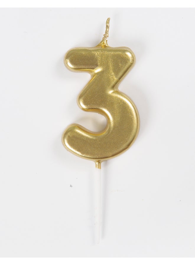 Unique شمعة رقم 3 ذهبية