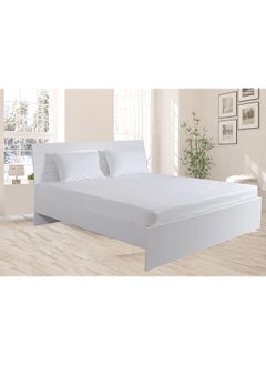 Hotel Linen Klub King Fitted Sheet 1Pc 100 Percent Cotton 250Tc Dobby Box Sateen Size: 200X200+30Cm White  - Image 1