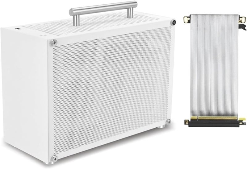 متوافق مع صندوق الكمبيوتر Mini ITX Black 9L Compact، يحتوي على لوح شفاف، يدعم مصدر طاقة SFX وبطاقة رسومات بطول 300 مم (T60 White 3.0Cable) - Image 3