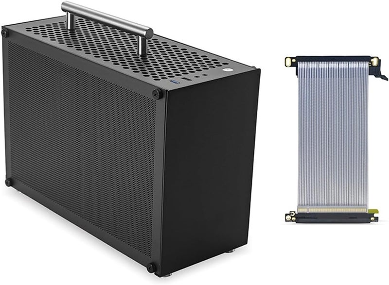 متوافق مع صندوق الكمبيوتر Mini ITX Black 9L Compact، يحتوي على لوح شفاف، يدعم مصدر طاقة SFX وبطاقة رسومات بطول 300 مم (T60 White 3.0Cable) - Image 4