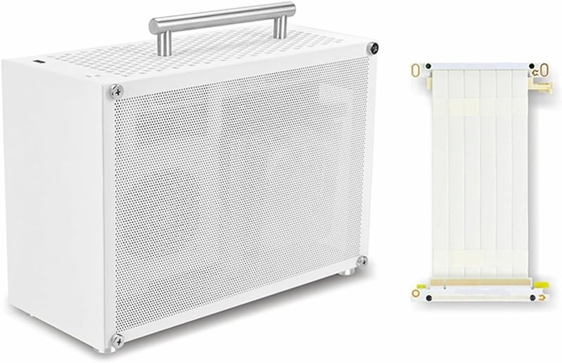 متوافق مع صندوق الكمبيوتر Mini ITX Black 9L Compact، يحتوي على لوح شفاف، يدعم مصدر طاقة SFX وبطاقة رسومات بطول 300 مم (T60 White 3.0Cable) - Image 1