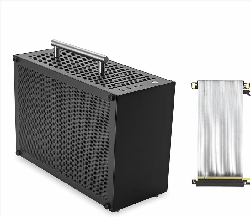متوافق مع صندوق الكمبيوتر Mini ITX Black 9L Compact، يحتوي على لوح شفاف، يدعم مصدر طاقة SFX وبطاقة رسومات بطول 300 مم (T60 White 3.0Cable) - Image 5