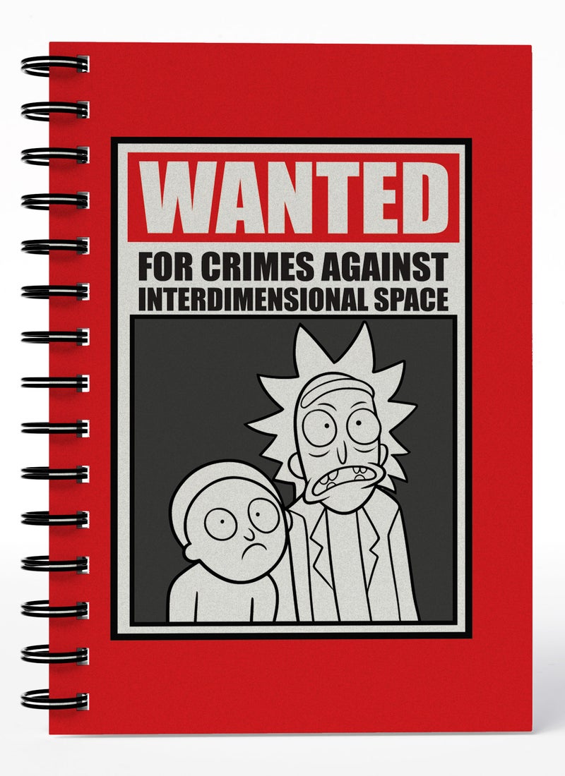 LOUD UNIVERSE Wirebound Spiral Notebook Wanted Poster For Crimes Rick And Morty Lined Writing Journal - Image 1