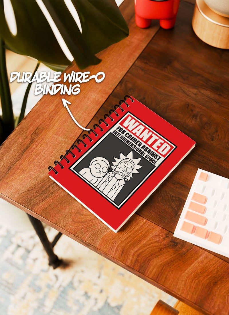 LOUD UNIVERSE Wirebound Spiral Notebook Wanted Poster For Crimes Rick And Morty Lined Writing Journal - Image 3