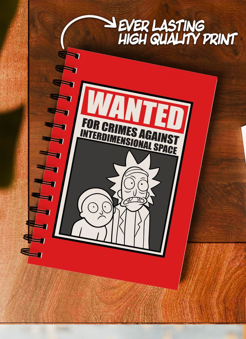 LOUD UNIVERSE Wirebound Spiral Notebook Wanted Poster For Crimes Rick And Morty Lined Writing Journal - Image 2