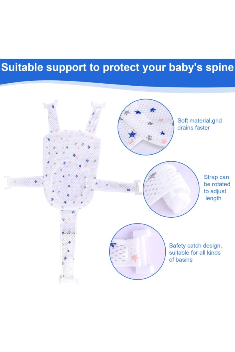 STAR BABiES ستار بيبيز - حوض استحمام قابل للطي للأطفال مع ميزان حرارة وشبكة دعم مقعد الاستحمام، مجموعة - أزرق - عبوة من 2 - Image 5