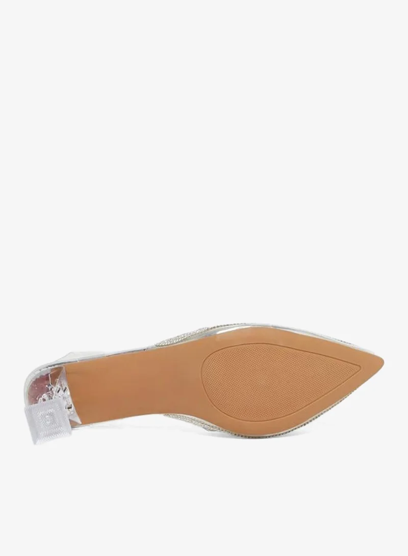 Take Two  Embellished Transparent Kitten Heel Sandals for Women | Best Price UAE