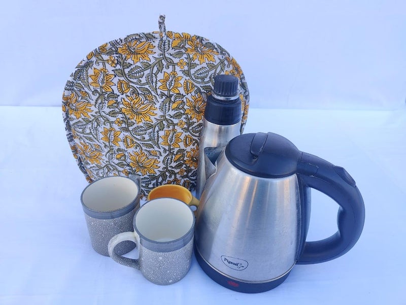 Malan Bai Mandala Tea Cozy Cover Hand Block Winter Tea Cozy Cotton Tea Kettle Warmer Pot Cover Hot Coffee Cover Handamde Kitchen Décor Brand: Malan Bai (Pattern 59) - Image 1