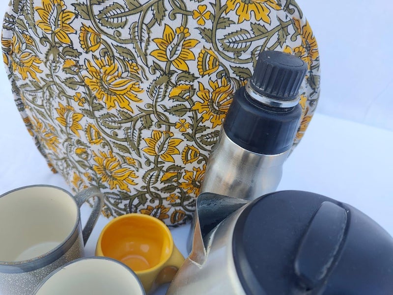 Malan Bai Mandala Tea Cozy Cover Hand Block Winter Tea Cozy Cotton Tea Kettle Warmer Pot Cover Hot Coffee Cover Handamde Kitchen Décor Brand: Malan Bai (Pattern 59) - Image 4