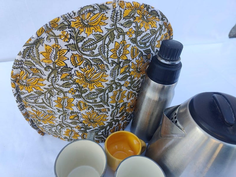 Malan Bai Mandala Tea Cozy Cover Hand Block Winter Tea Cozy Cotton Tea Kettle Warmer Pot Cover Hot Coffee Cover Handamde Kitchen Décor Brand: Malan Bai (Pattern 59) - Image 2