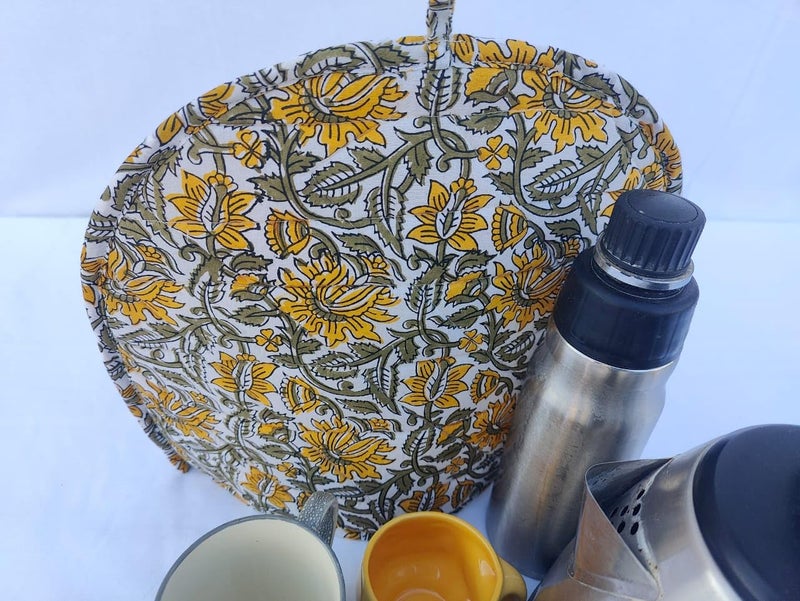 Malan Bai Mandala Tea Cozy Cover Hand Block Winter Tea Cozy Cotton Tea Kettle Warmer Pot Cover Hot Coffee Cover Handamde Kitchen Décor Brand: Malan Bai (Pattern 59) - Image 5