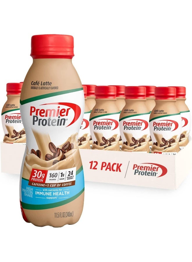 Premier Protein Shake, Café Latte Liquid, 30g Protein, 1g Sugar, 24 Vitamins & Minerals - Image 1