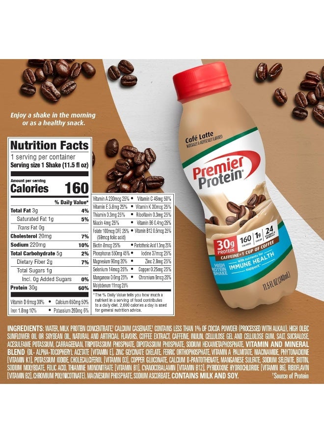 Premier Protein Shake, Café Latte Liquid, 30g Protein, 1g Sugar, 24 Vitamins & Minerals - Image 5