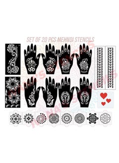 ivana's Set Of 20 Pcs Combo Pack, Reusable Mehandi Design Sticker Stencils For Both Hand | Henna For Hand | Quick And Easy To Use, For Girls, Women, Kids & Teen, D-2268  - Image 1