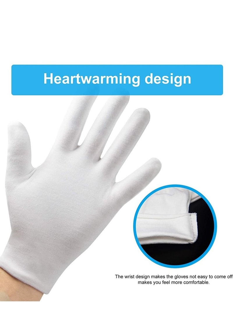 5 Pairs White Cotton Gloves, White Gloves for Inspection Photo Jewelry Silver Coin Archive Serving Costume, Cotton Gloves for Dry Hands Women Men Eczema Moisturizing SPA - Image 5