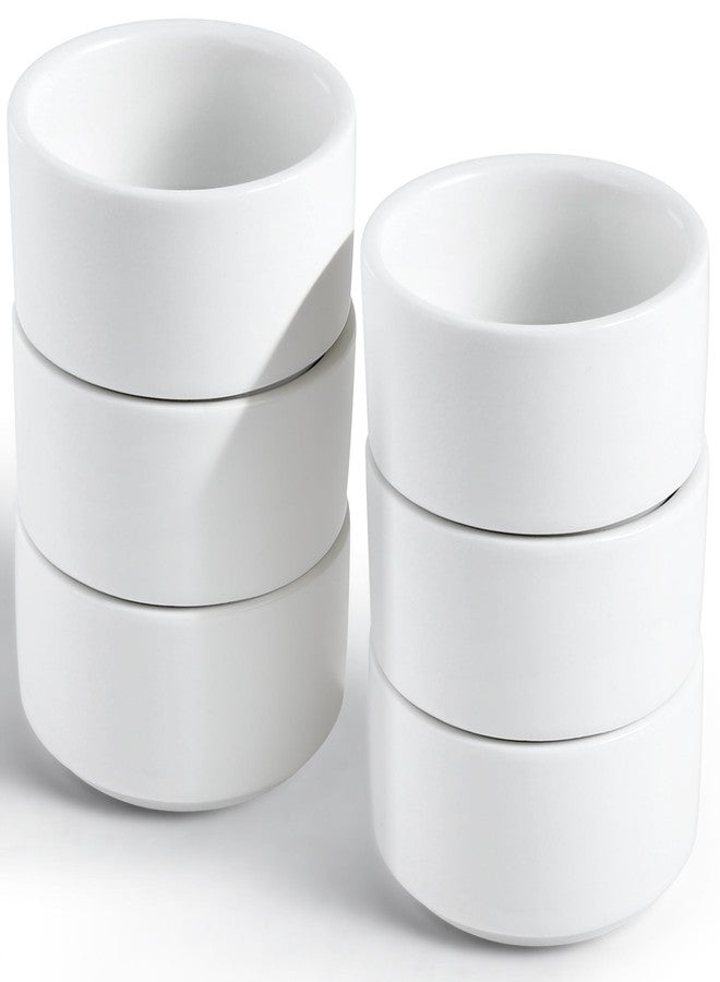 Enjamyo 6 Pcs 1.7 oz Mini Porcelain Ramekins, Small Porcelain Souffle Dish Cups, White Custard Cups, Small Dessert Cups for Dipping Sauce Salsa Jams Dessert (50ml, White) - Image 1