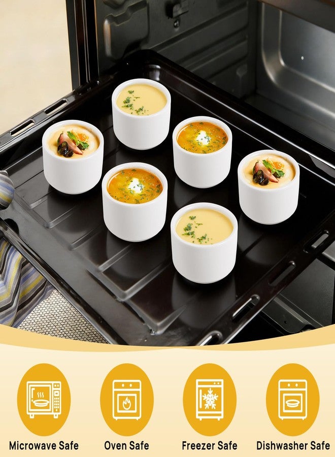 Enjamyo 6 Pcs 1.7 oz Mini Porcelain Ramekins, Small Porcelain Souffle Dish Cups, White Custard Cups, Small Dessert Cups for Dipping Sauce Salsa Jams Dessert (50ml, White) - Image 3