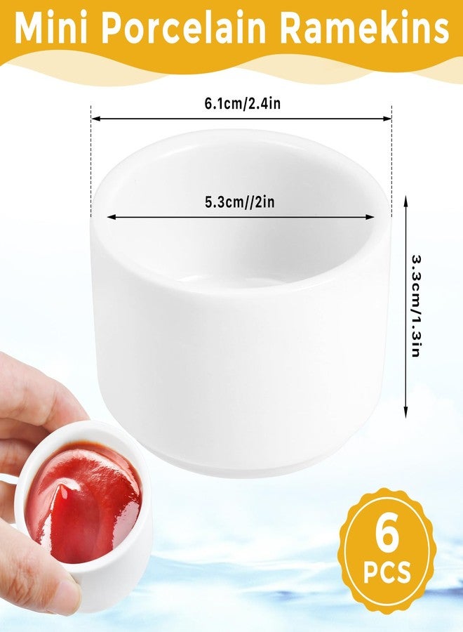Enjamyo 6 Pcs 1.7 oz Mini Porcelain Ramekins, Small Porcelain Souffle Dish Cups, White Custard Cups, Small Dessert Cups for Dipping Sauce Salsa Jams Dessert (50ml, White) - Image 2