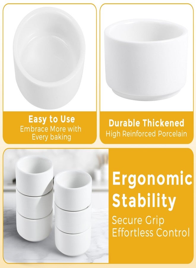 Enjamyo 6 Pcs 1.7 oz Mini Porcelain Ramekins, Small Porcelain Souffle Dish Cups, White Custard Cups, Small Dessert Cups for Dipping Sauce Salsa Jams Dessert (50ml, White) - Image 4