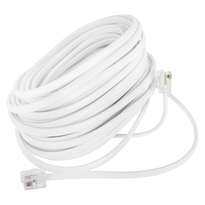 Landline Telephone Extension Cord 25ft with Rj11 Rj14 6p4c Connector Phone Cable Wire for Home and Office Desk Phones - Image 1
