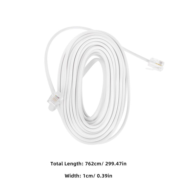 Landline Telephone Extension Cord 25ft with Rj11 Rj14 6p4c Connector Phone Cable Wire for Home and Office Desk Phones - Image 2