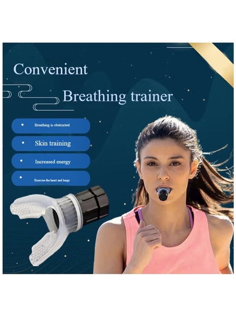Portable lung capacity trainer, fitness running swimming abdominal breathing exercise device to help lung movement expand and restore lung capacity improving trainer - black