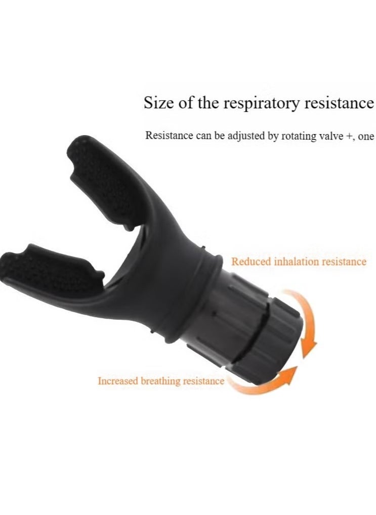 Portable lung capacity trainer, fitness running swimming abdominal breathing exercise device to help lung movement expand and restore lung capacity improving trainer - black
