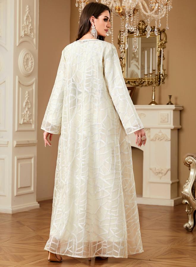 Take Two Women Sequined Textured Kimono and Dress Modest Set - Image 5