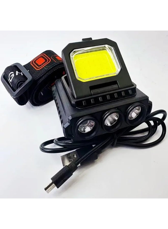 مصباح راس LED قابل لاعادة الشحن بشعاع عريض  معدات ملحقات التخييم، مصباح راس للمشي لمسافات طويلة والجري والاصلاح وصيد الاسماك وركوب الدراجات والقراءة - Image 2